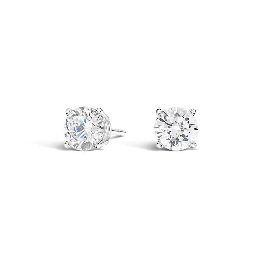 2.00 CT Gorgeous Round Diamond Studs 14K Solid Gold Basket Earrings In Gift Box 