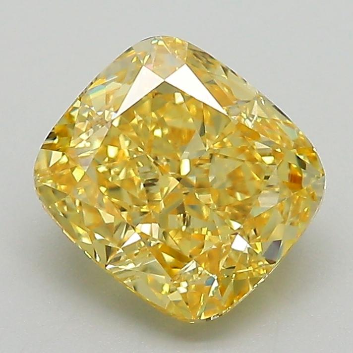 2.07 Ct. Fancy Vivid Yellow Cushion Lab Grown Diamond