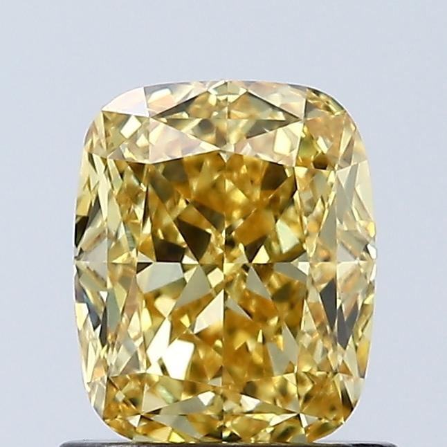 1.03 Ct. Fancy Vivid Yellow Cushion Lab Grown Diamond