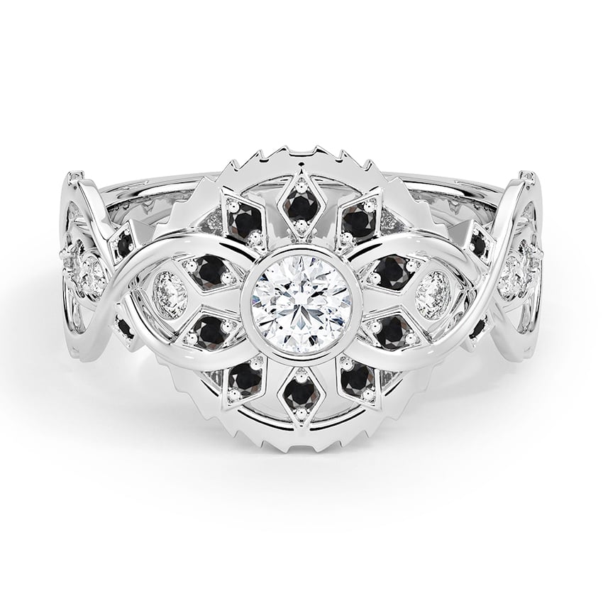 Custom Twisted Shank Lab White and Natural Black Diamond Ring