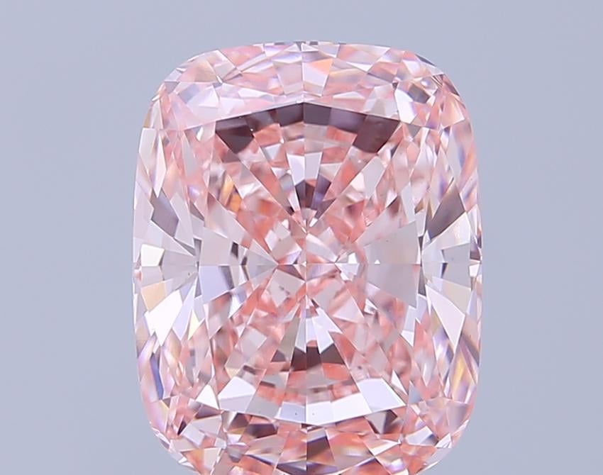 6.03 Ct. Fancy Vivid Pink Cushion Lab Grown Diamond