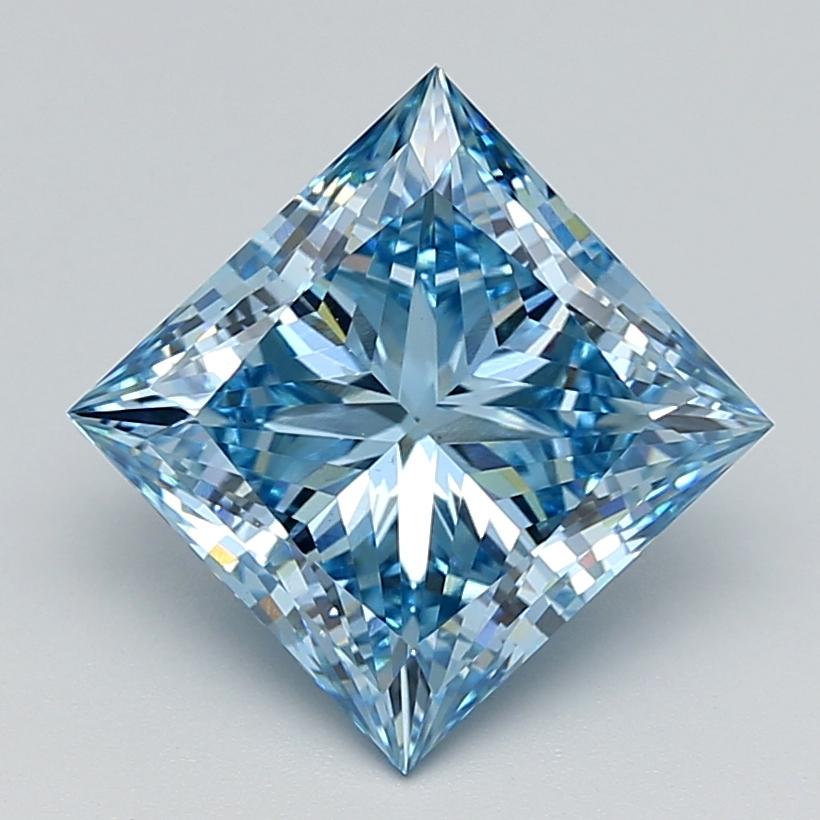 5.08 Ct. Fancy Vivid  Blue Princess Lab Grown Diamond