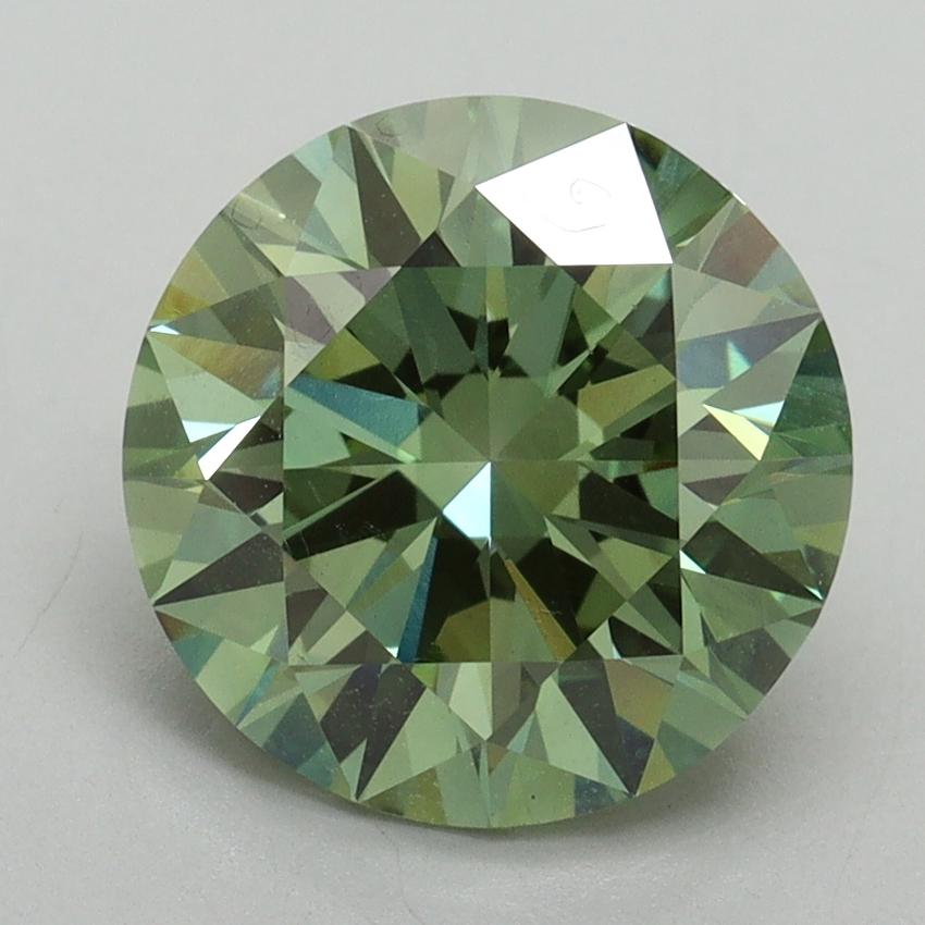 3.28 Ct. Fancy Vivid Green Round Lab Grown Diamond