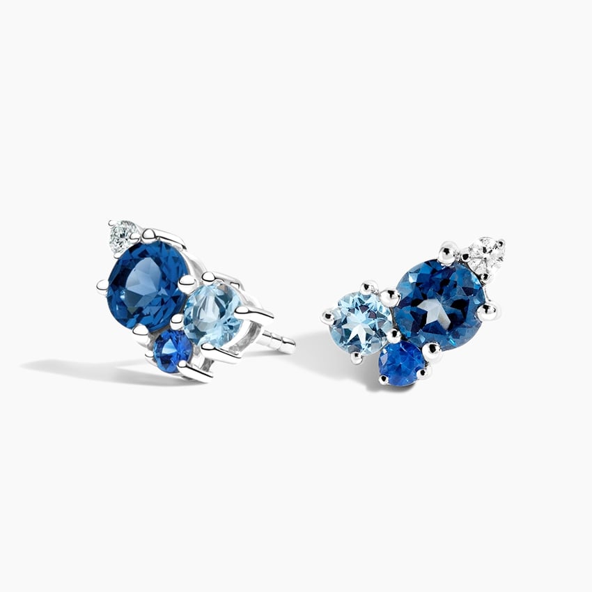 light blue glass teardrop dangle earrings in sterling silver — circlesmith