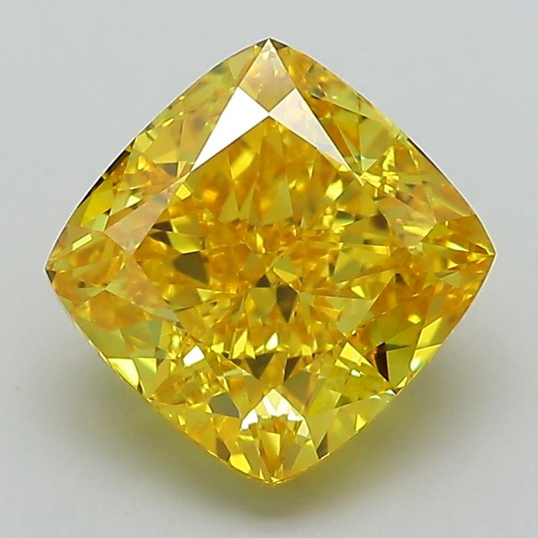 2.69 Ct. Fancy Vivid Yellow Cushion Lab Grown Diamond