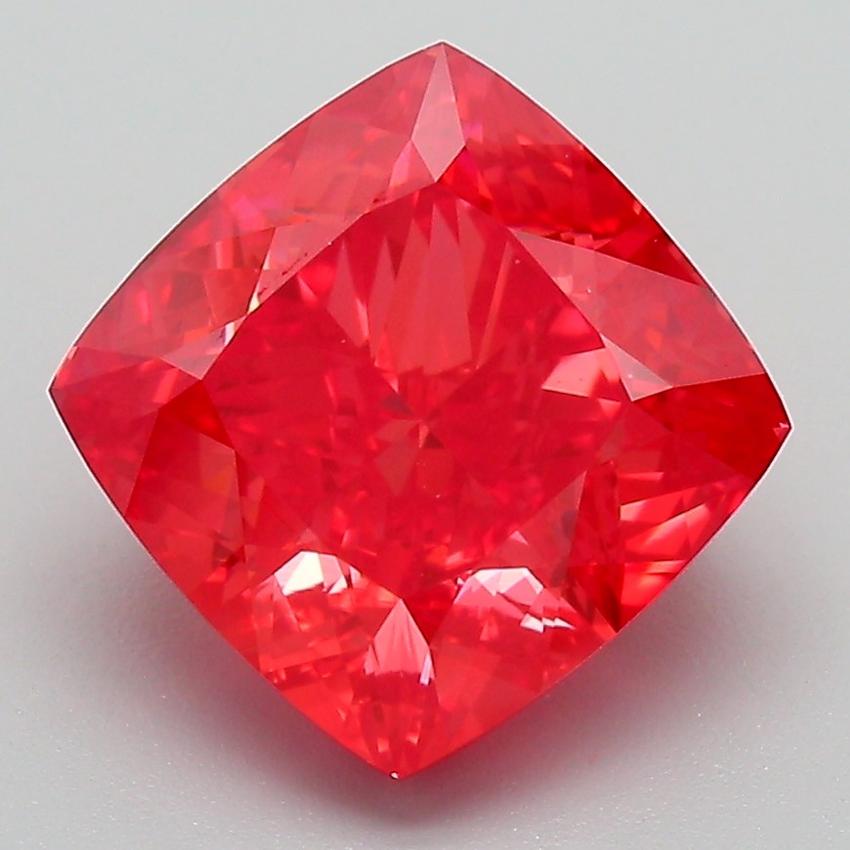 4.13 Ct. Fancy Vivid Red Cushion Lab Grown Diamond