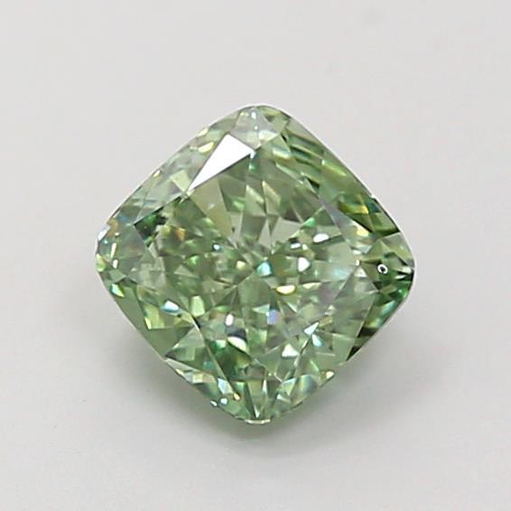 1.04 Ct. Fancy Vivid Green Cushion Lab Grown Diamond