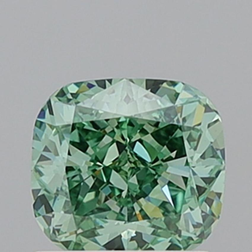 1.21 Ct. Fancy Vivid Green Cushion Lab Grown Diamond
