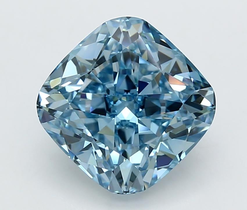 5.14 Ct. Fancy Vivid  Blue Cushion Lab Grown Diamond