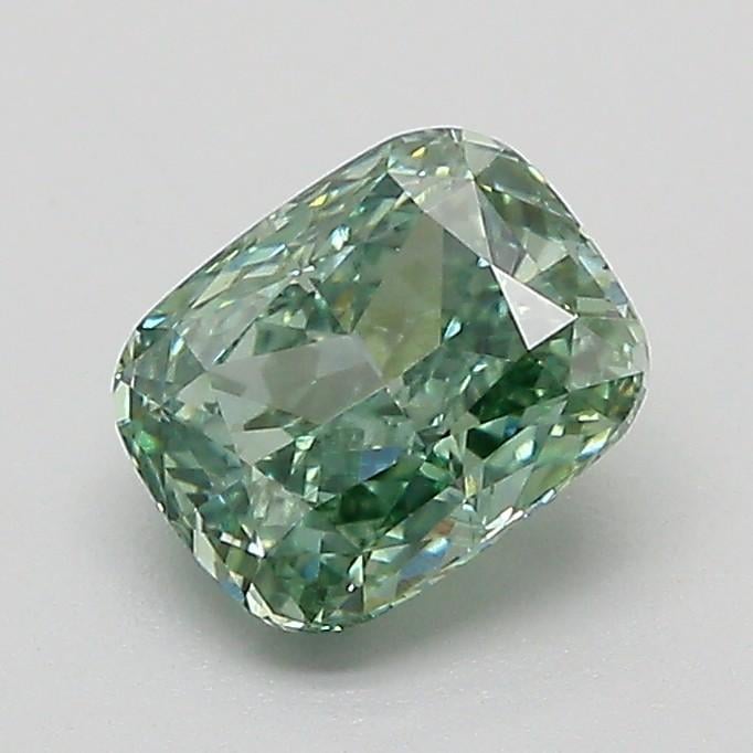 1.05 Ct. Fancy Vivid Green Cushion Lab Grown Diamond