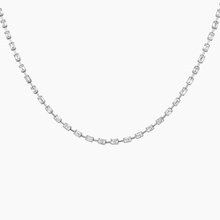 Gracelyn Round Lab Grown Diamond and Emerald 5.13 ctw Women Prong Set  Adjustable Tennis Necklace 14K Yellow Gold | TriJewels