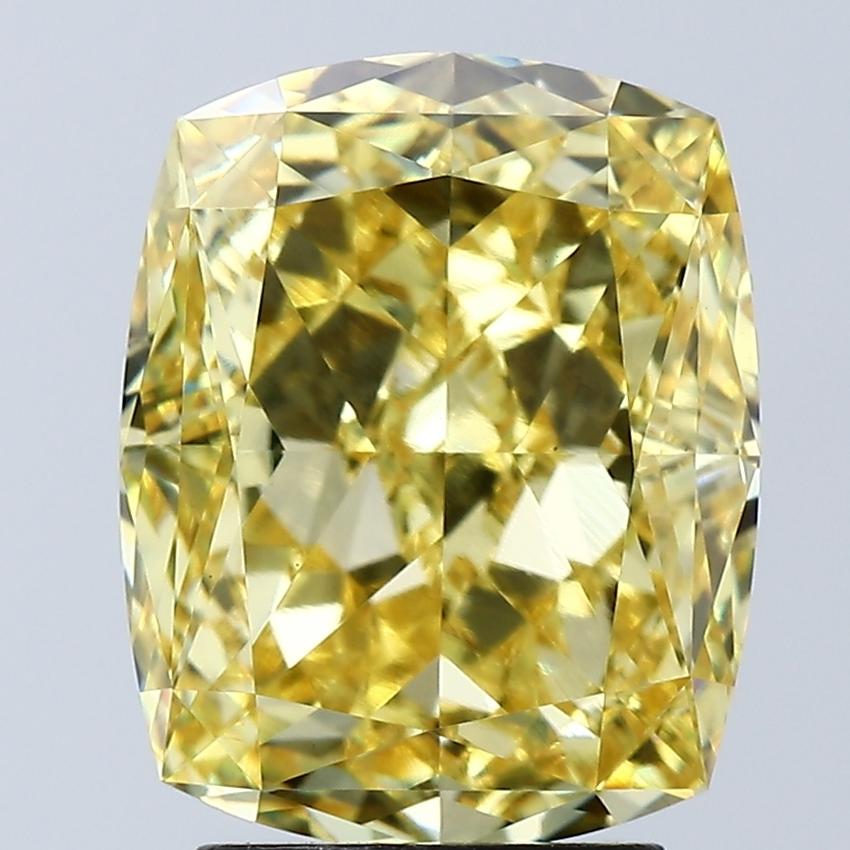 4.06 Ct. Fancy Vivid Yellow Cushion Lab Grown Diamond