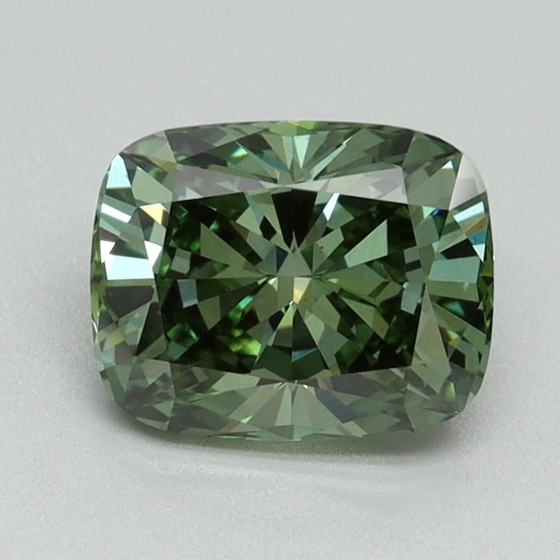 1.51 Ct. Fancy Vivid Green Cushion Lab Grown Diamond
