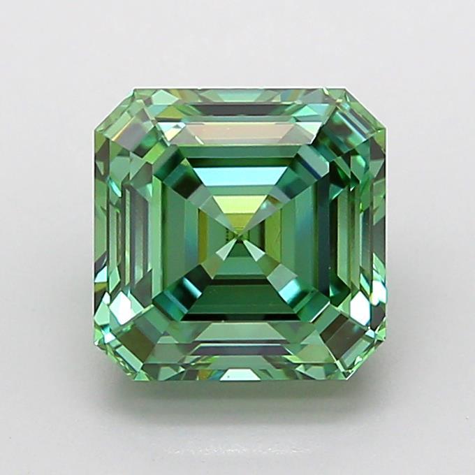 2.06 Ct. Fancy Vivid  Green Asscher Lab Grown Diamond