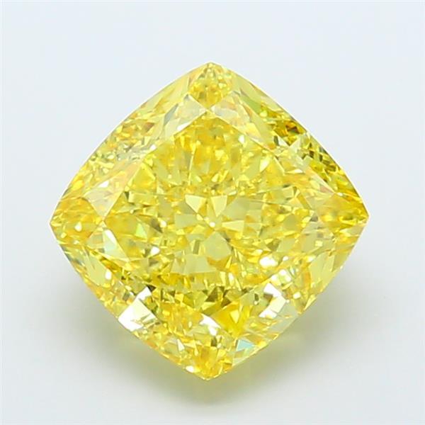 7.08 Ct. Fancy Vivid Yellow Cushion Lab Grown Diamond