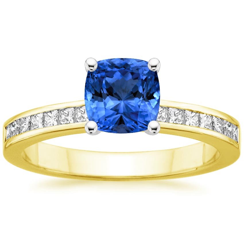 Sapphire Petite Channel Set Princess Diamond Ring (1/4 ct. tw.) in 18K ...