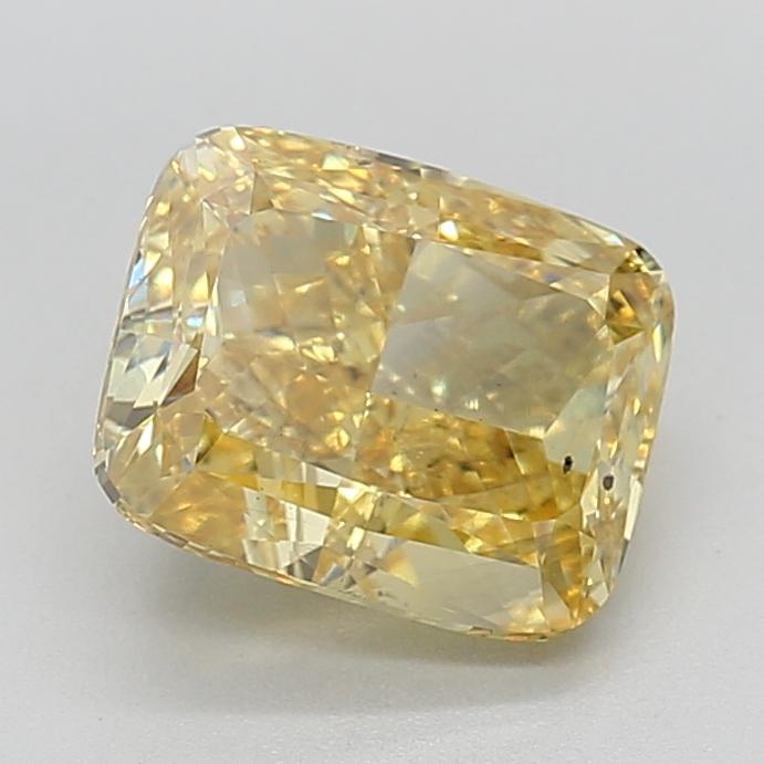 3.52 Ct. Fancy Vivid  Yellow Cushion Lab Grown Diamond