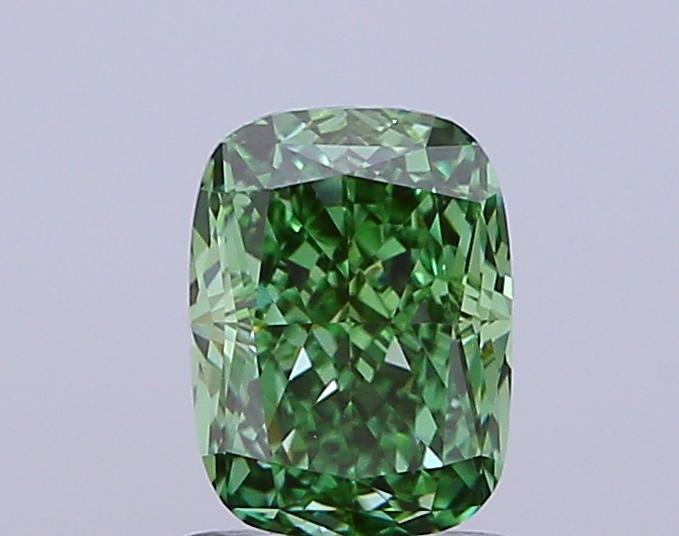 1.14 Ct. Fancy Vivid Green Cushion Lab Grown Diamond