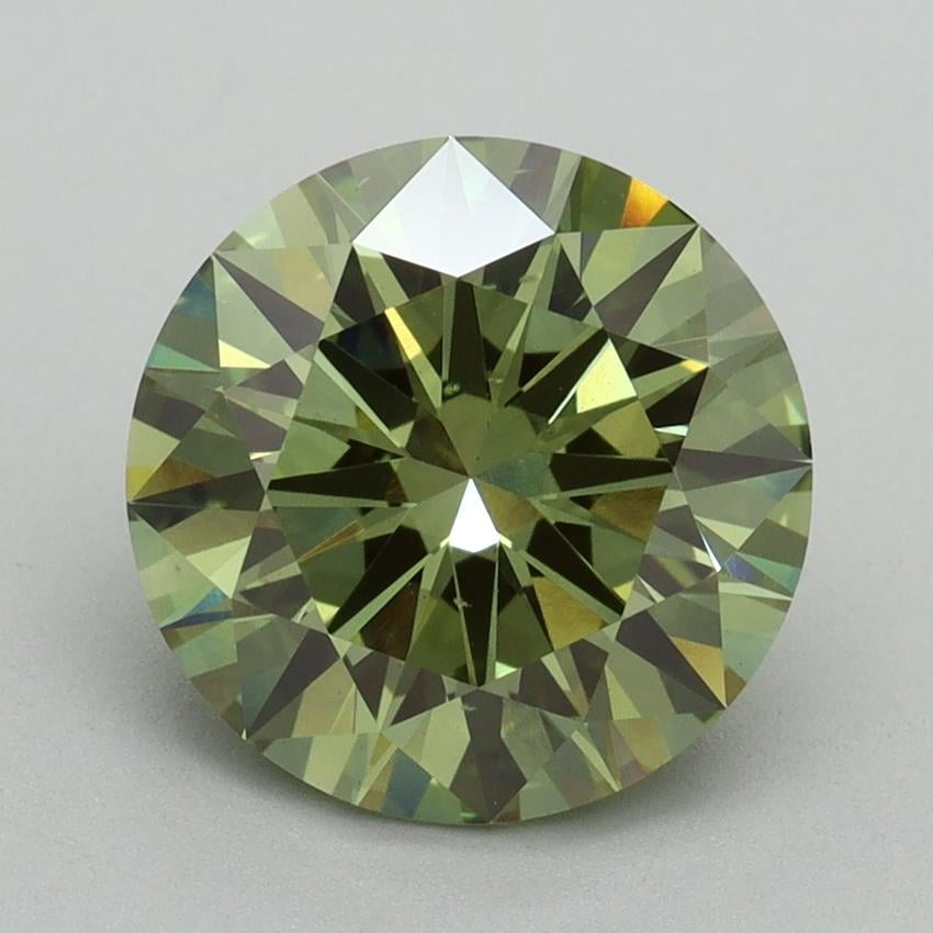 3.15 Ct. Fancy Vivid Green Round Lab Grown Diamond