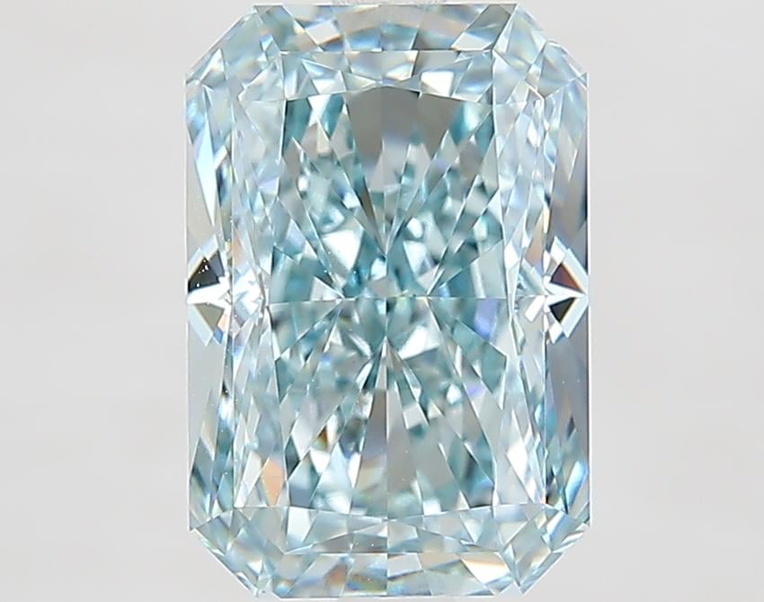 3.55 Ct. Fancy Intense Greenish Blue Radiant Lab Grown Diamond
