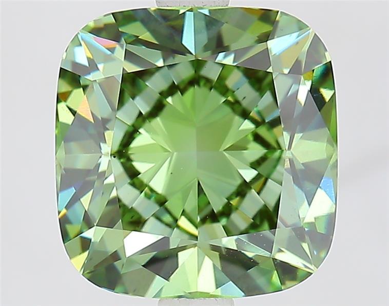 2.99 Ct. Fancy Vivid  Green Cushion Lab Grown Diamond