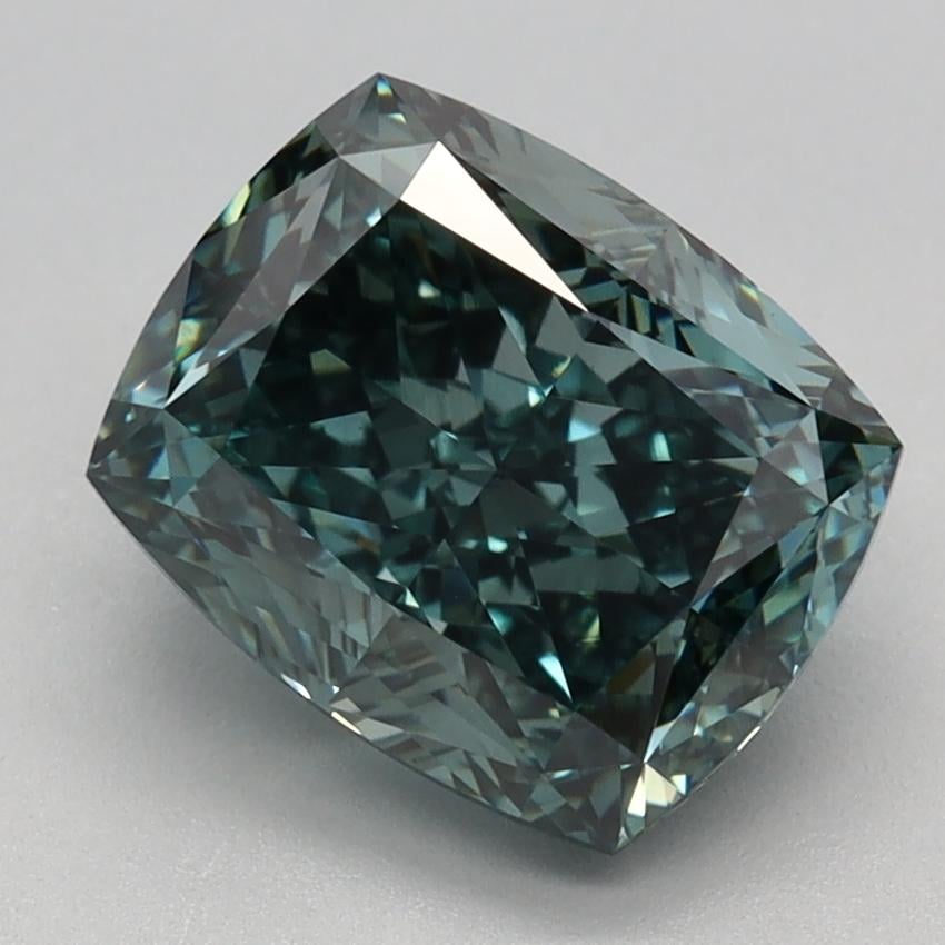 2.58 Ct. Fancy Intense  Green Cushion Lab Grown Diamond