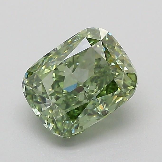 1.09 Ct. Fancy Vivid Green Cushion Lab Grown Diamond
