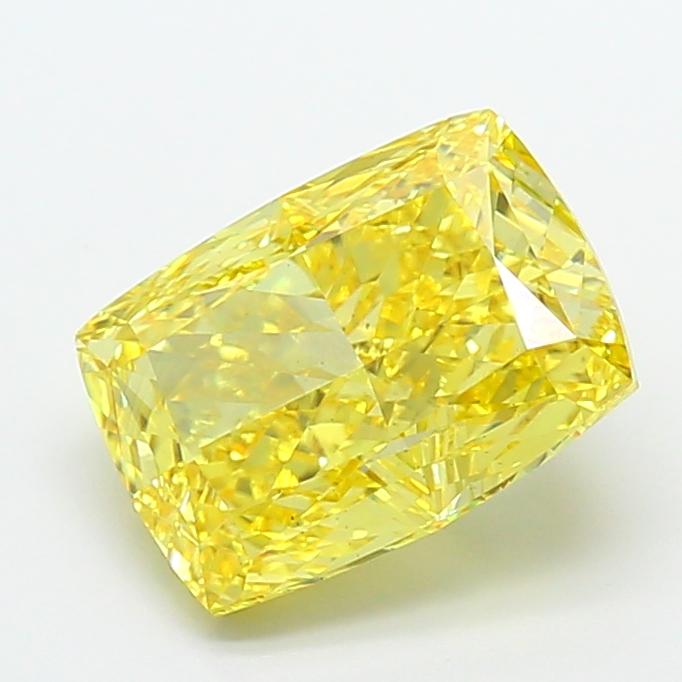 4.57 Ct. Fancy Vivid Yellow Cushion Lab Grown Diamond