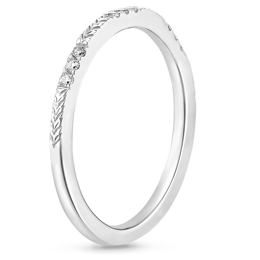18K White Gold Laurel Diamond Ring, large side view