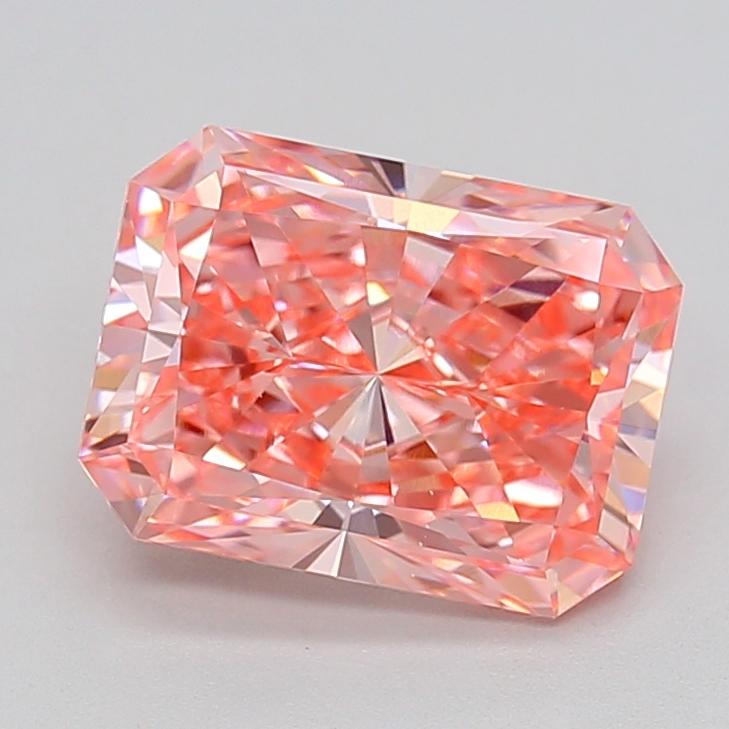 3.08 Ct. Fancy Vivid  Pink Radiant Lab Grown Diamond
