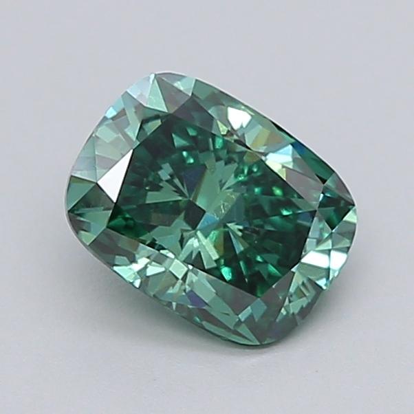 1.09 Ct. Fancy Vivid  Green Cushion Lab Grown Diamond