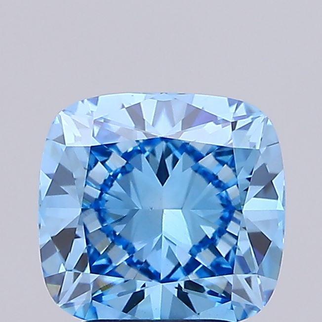2.04 Ct. Fancy Vivid Blue Cushion Lab Grown Diamond