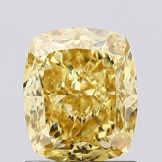 1.27 Ct. Fancy Vivid Yellow Cushion Lab Grown Diamond