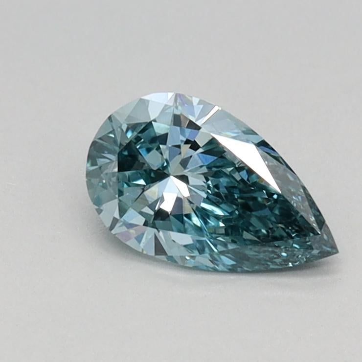 0.37 Ct. Fancy Vivid Bluish Green Pear Lab Grown Diamond