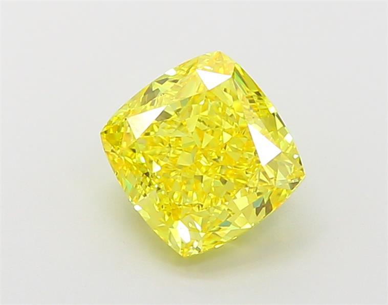 2.00 Ct. Fancy Vivid Yellow Cushion Lab Grown Diamond