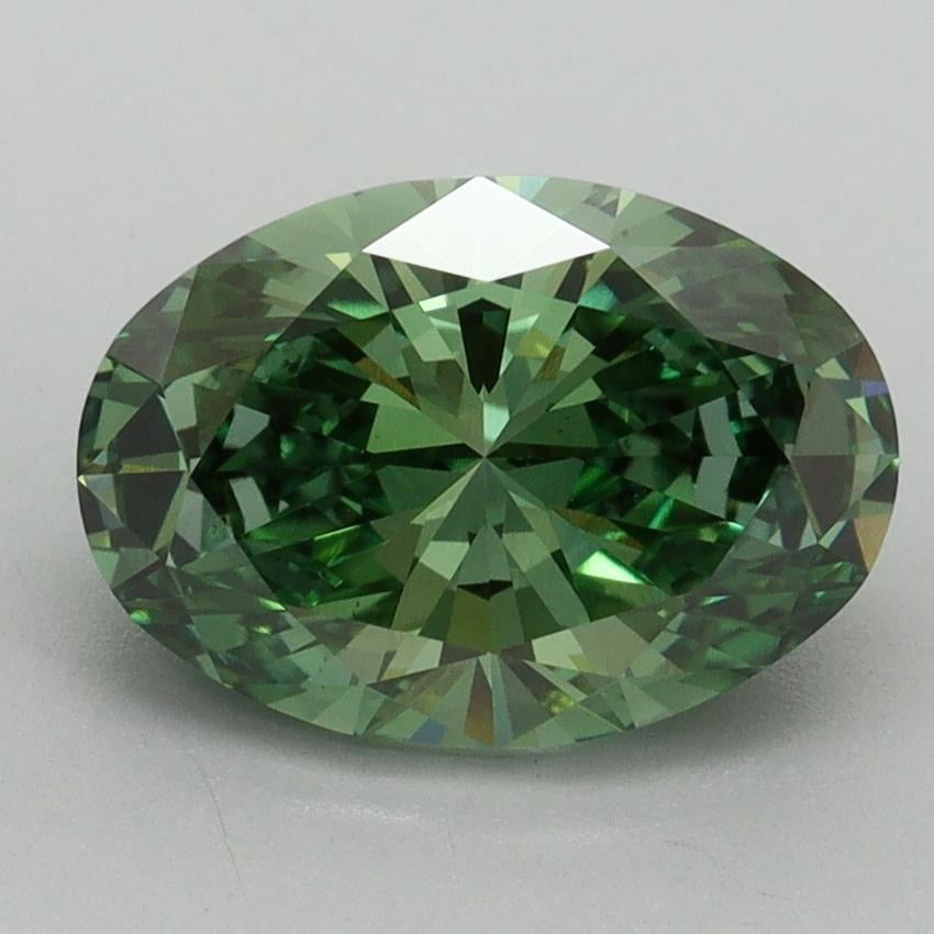 2.20 Ct. Fancy Vivid Green Oval Lab Grown Diamond