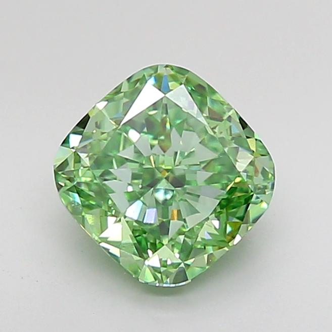 2.02 Ct. Fancy Vivid Green Cushion Lab Grown Diamond