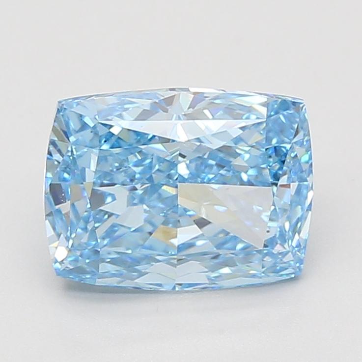 3.06 Ct. Fancy Vivid Blue Cushion Lab Grown Diamond