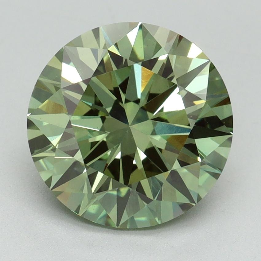 3.11 Ct. Fancy Vivid Green Round Lab Grown Diamond