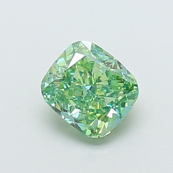 1.08 Ct. Fancy Vivid Green Cushion Lab Grown Diamond