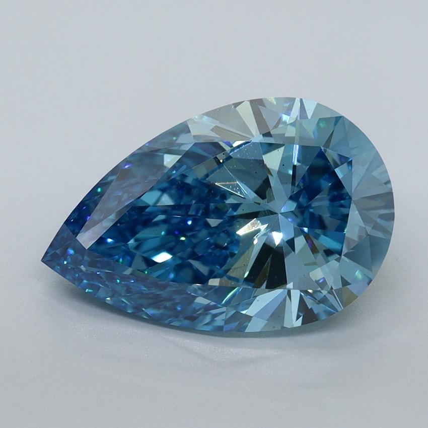 3.70 Ct. Fancy Vivid Malibu Blue Pear Lab Grown Diamond