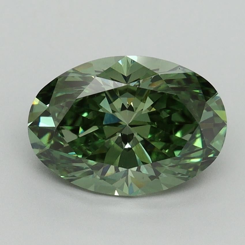 2.00 Ct. Fancy Vivid Green Oval Lab Grown Diamond