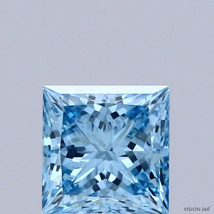 1.50 Ct. Fancy Vivid Blue Princess Lab Grown Diamond