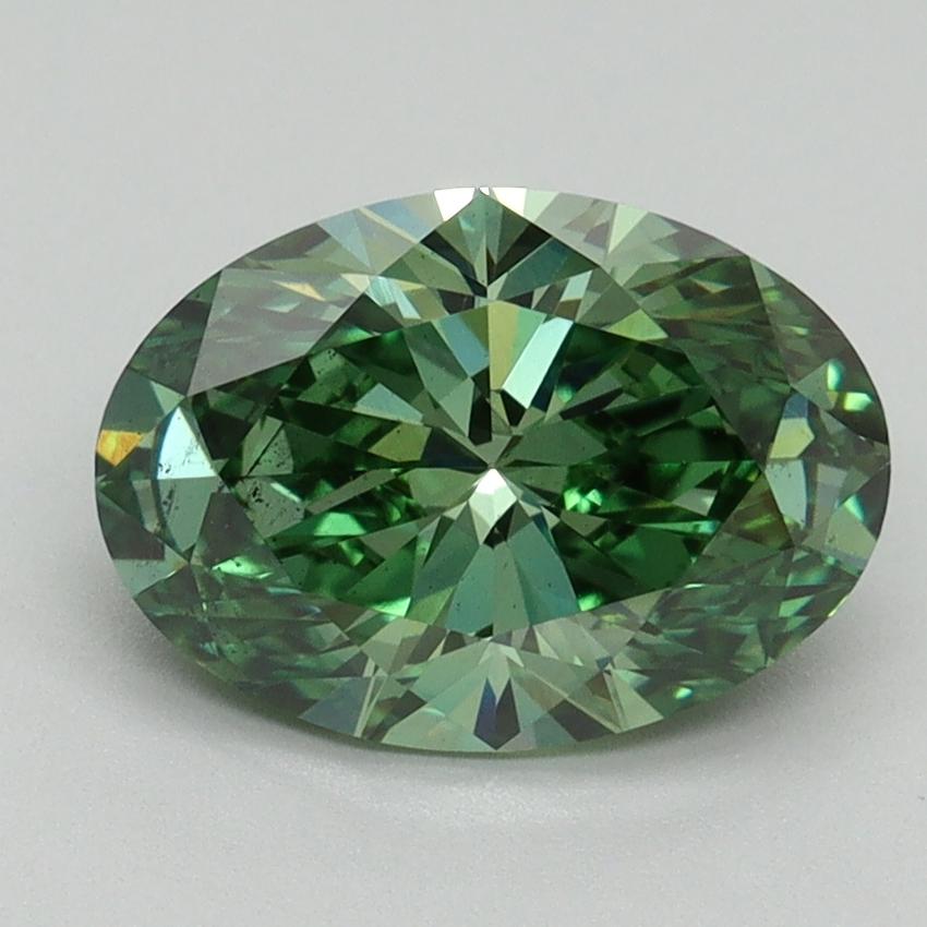 2.02 Ct. Fancy Vivid Green Oval Lab Grown Diamond