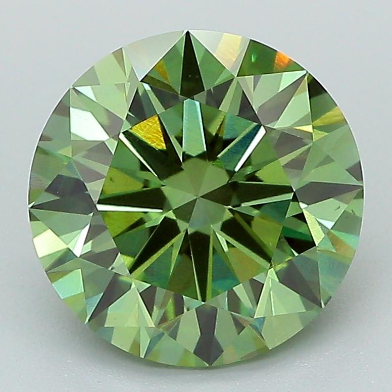 3.08 Ct. Fancy Vivid Green Round Lab Grown Diamond