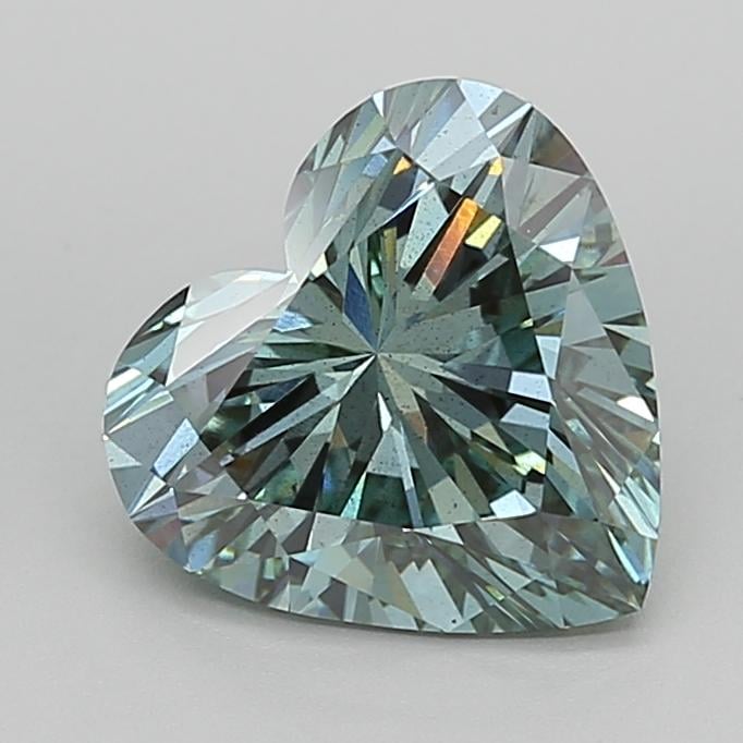 3.08 Ct. Fancy Intense Bluish Green Heart Lab Grown Diamond