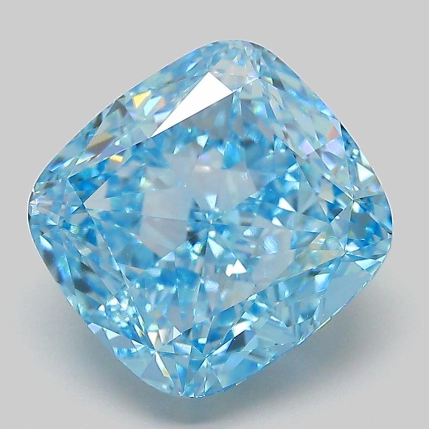 5.07 Ct. Fancy Vivid  Blue Cushion Lab Grown Diamond
