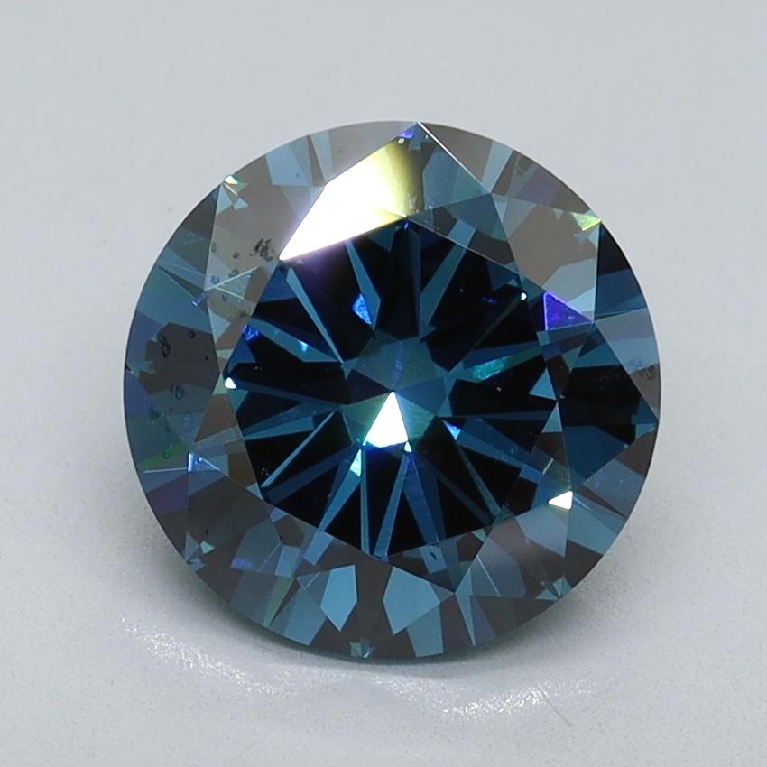 2.01 Ct. Fancy Vivid Malibu Blue Round Lab Grown Diamond