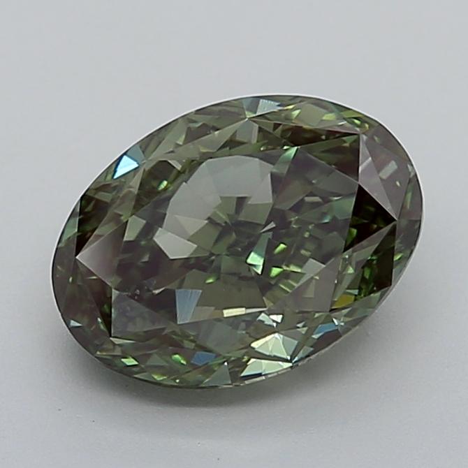 3.08 Ct. Fancy Vivid  Green Oval Lab Grown Diamond