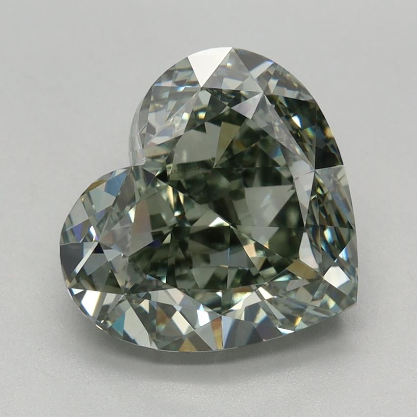 3.16 Ct. Fancy Intense Green Heart Lab Grown Diamond